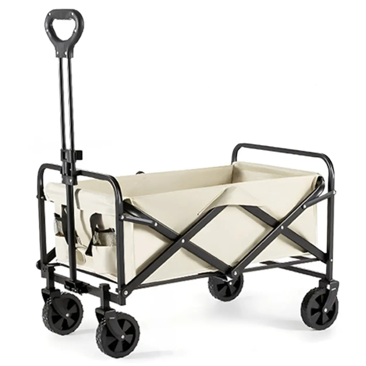 Foldable Removable Black Metal Wagon Cart with Casters Image - 7