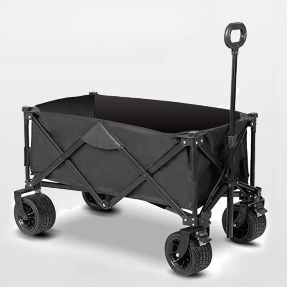 Foldable Removable Black Metal Wagon Cart with Casters Image - 8