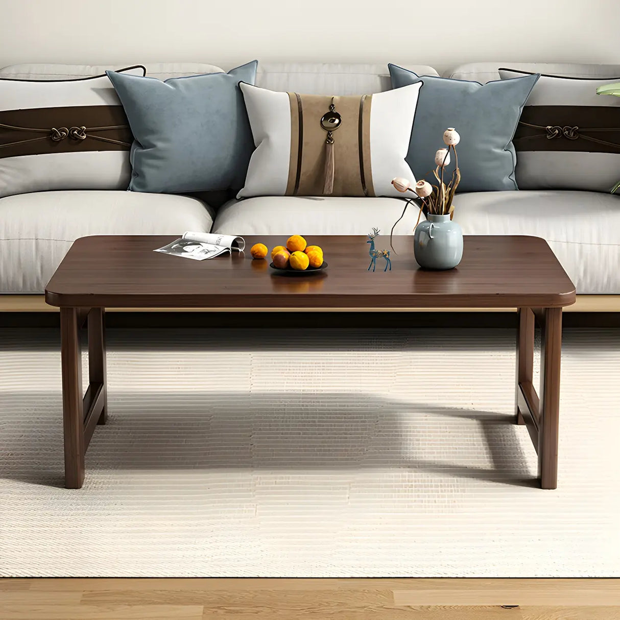 Foldable Scratch Resistant Wood Rectangle Coffee Table Image - 11