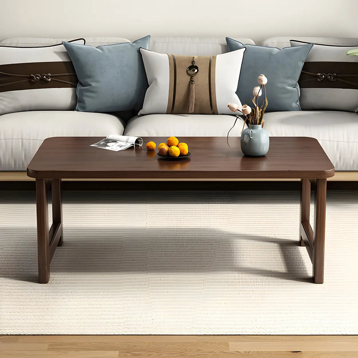 Foldable Scratch Resistant Wood Rectangle Coffee Table Image - 3