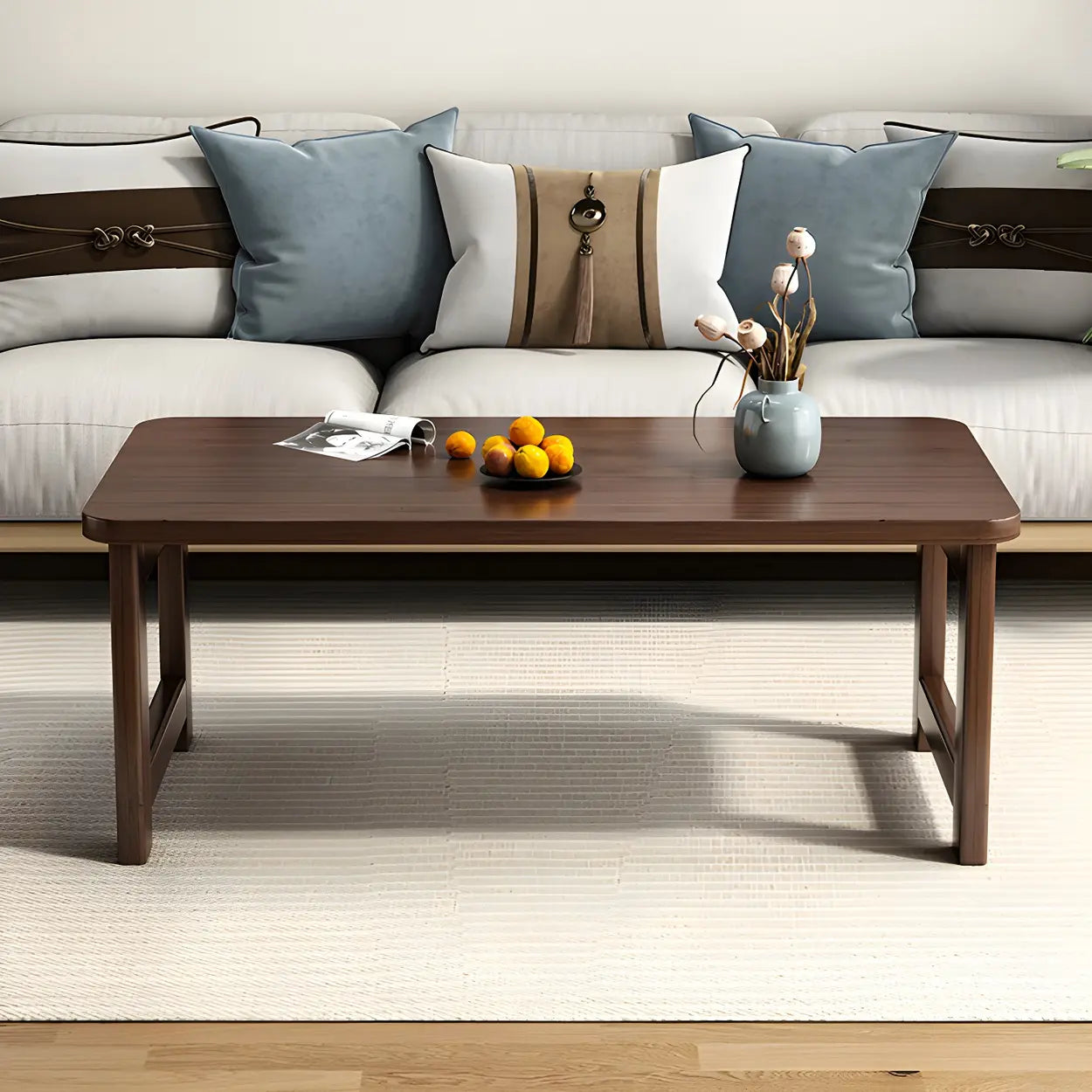 Foldable Scratch Resistant Wood Rectangle Coffee Table Image - 3