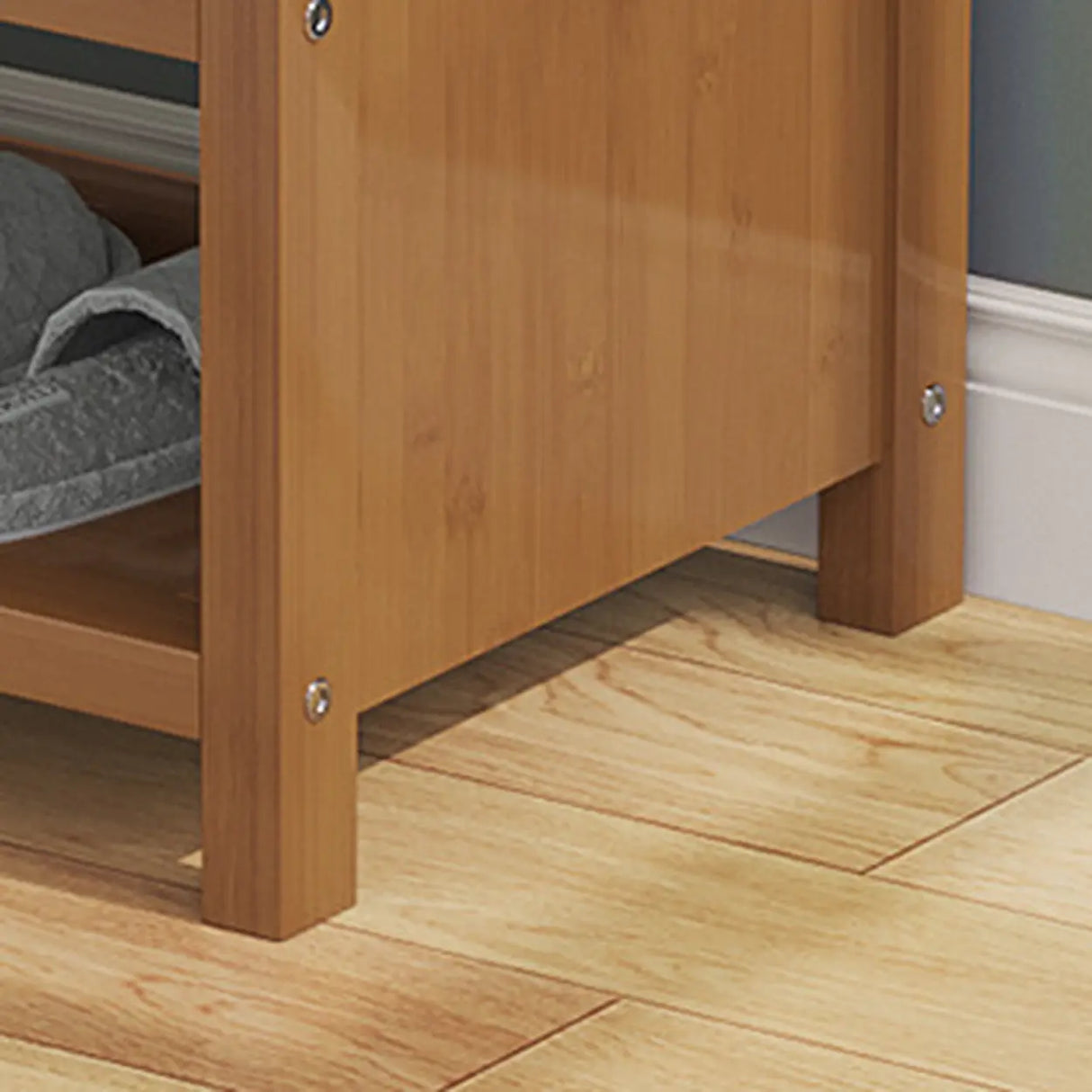 Foldable Tall Brown Bamboo Storage Freestanding Shoe Rack Image - 15