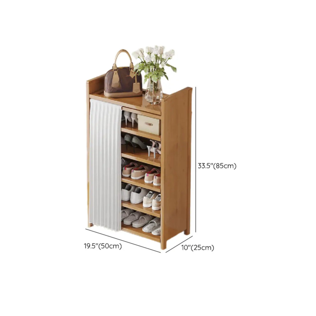 Foldable Tall Brown Bamboo Storage Freestanding Shoe Rack Image - 31