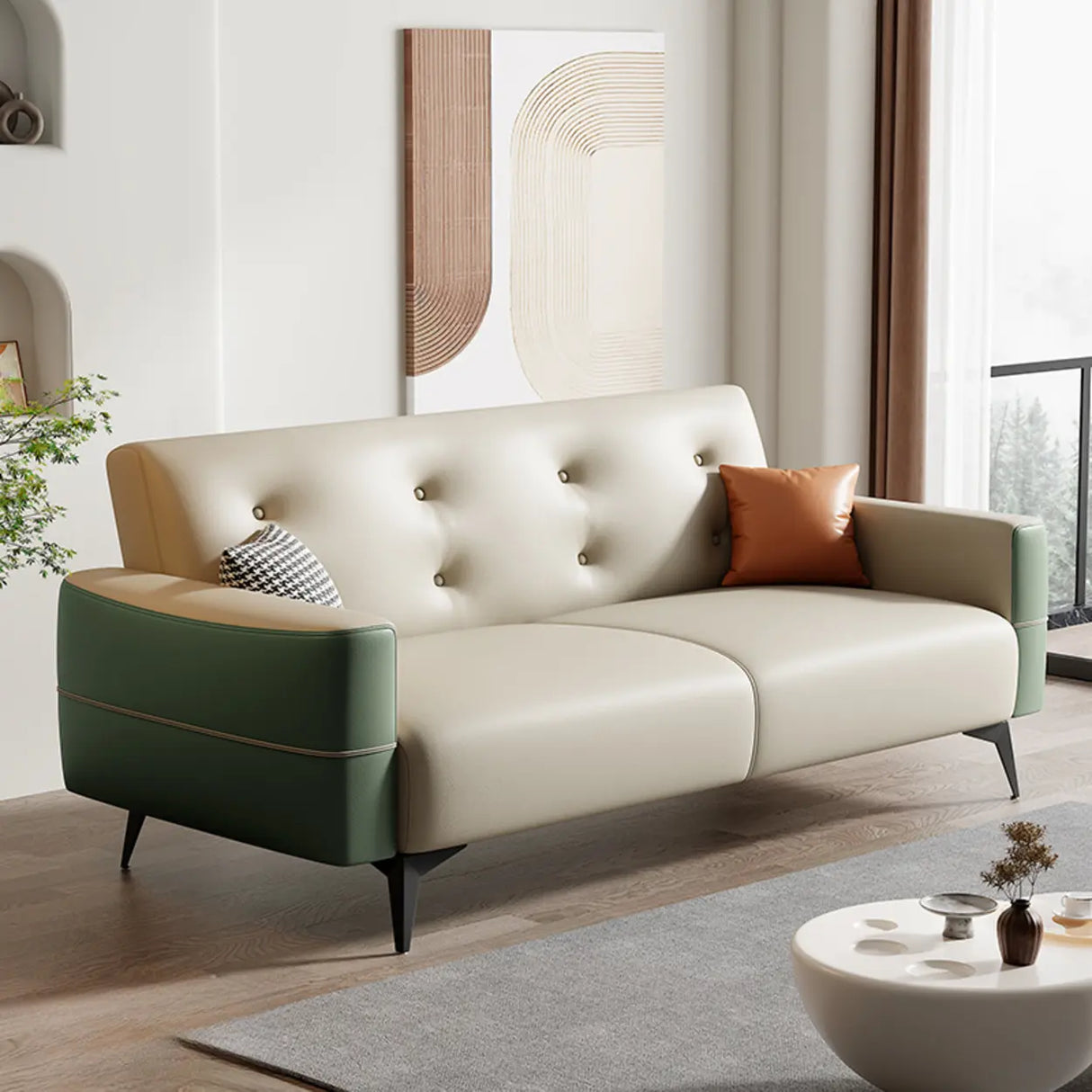 Foldable Water Resistant Square Arm Tufted Back Sleeper Image - 1