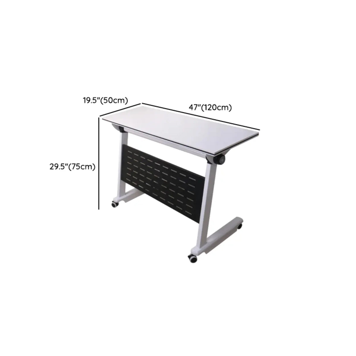 Foldable Wood Casters Shelving Rectangle Writing Desk