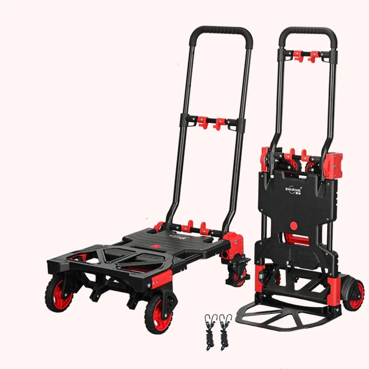 Folding Green Finish Metal Narrow Tall Utility Carts Image - 4