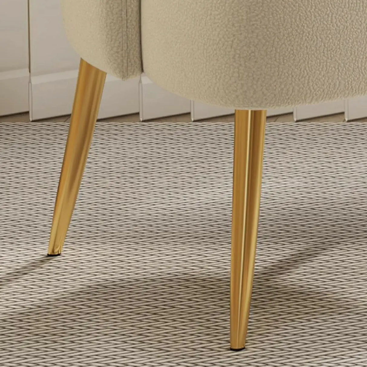 Frameless Curved Plush Lounge Arm Dining Chair White Image - 10