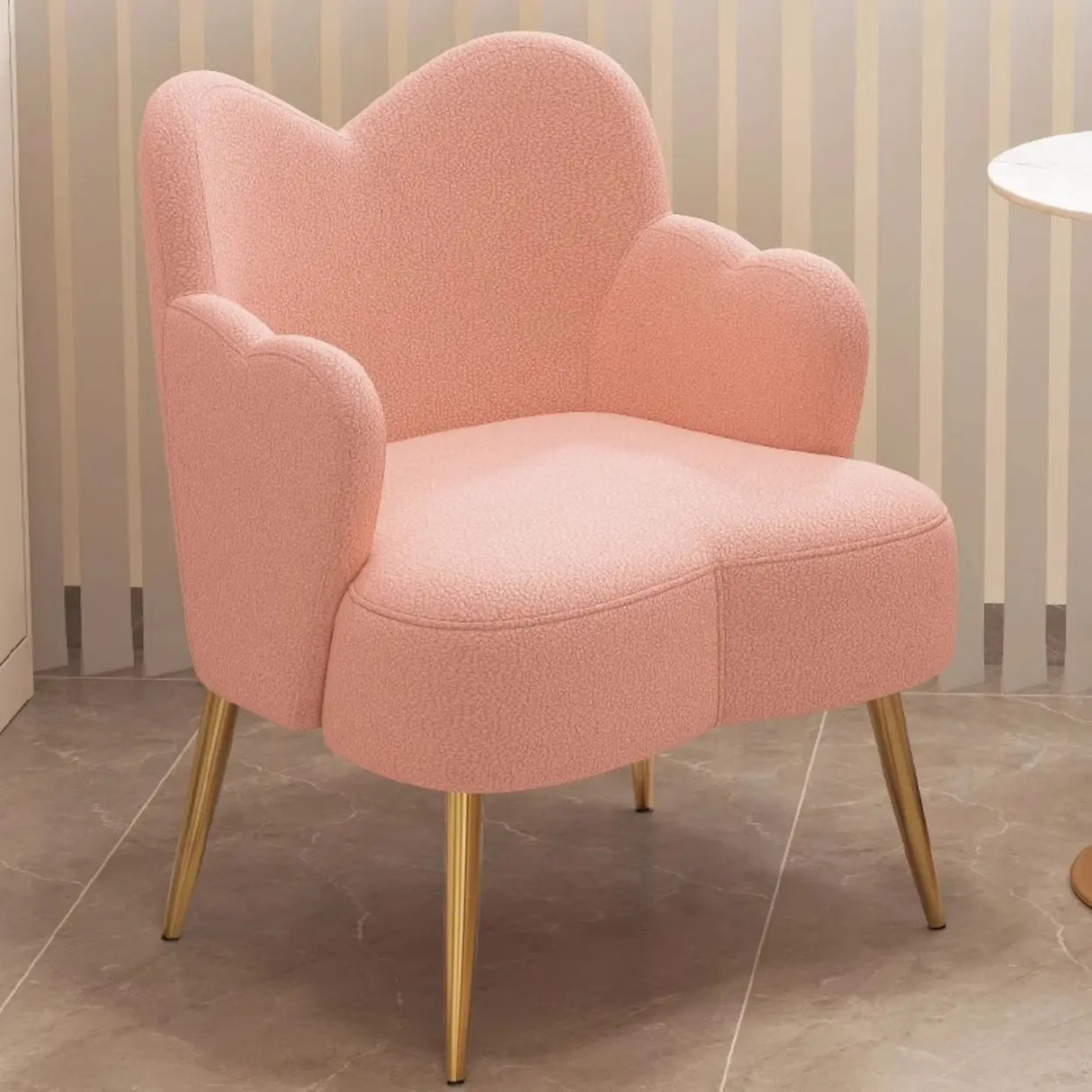 Frameless Curved Plush Lounge Arm Dining Chair White Image - 11