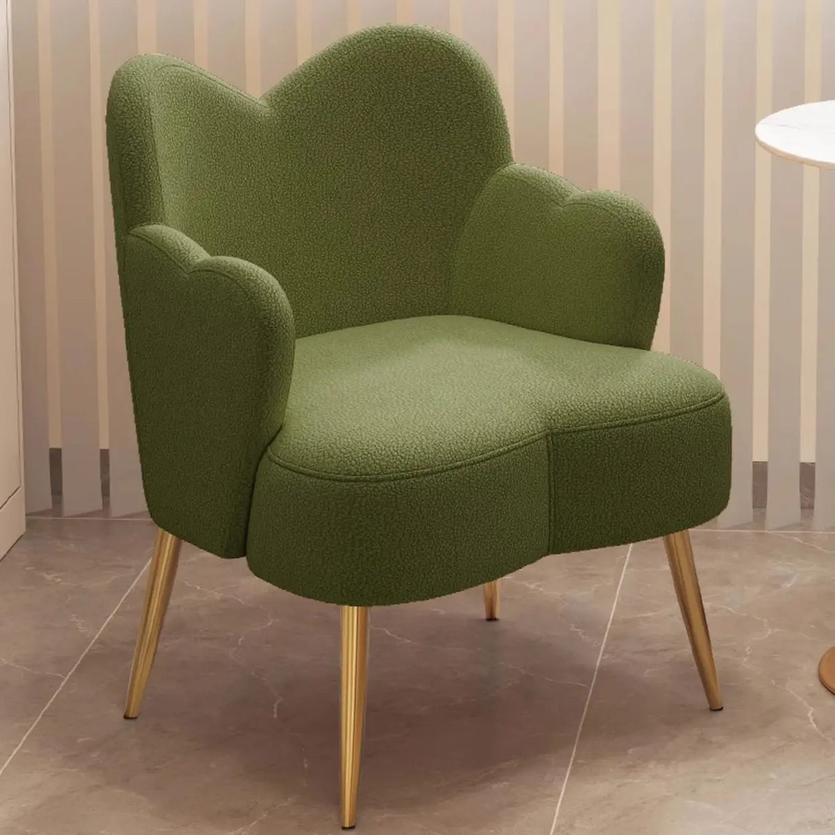 Frameless Curved Plush Lounge Arm Dining Chair White Image - 7