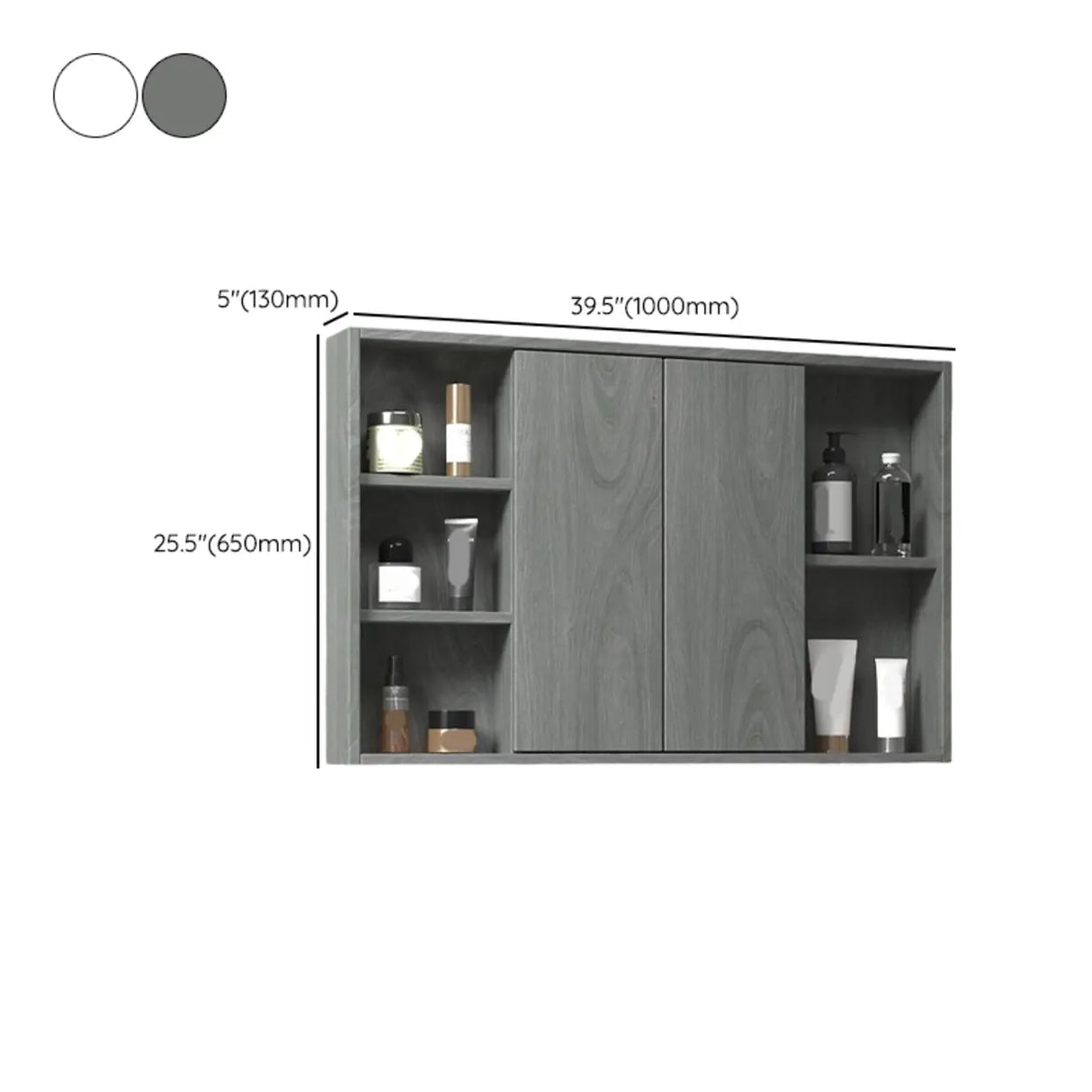 Frameless Small Rectangle White Wood Medicine Cabinet