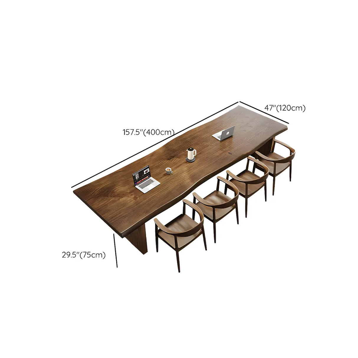 Free Form Brown Wood Sled Conference Desk 8-Person Image - 21