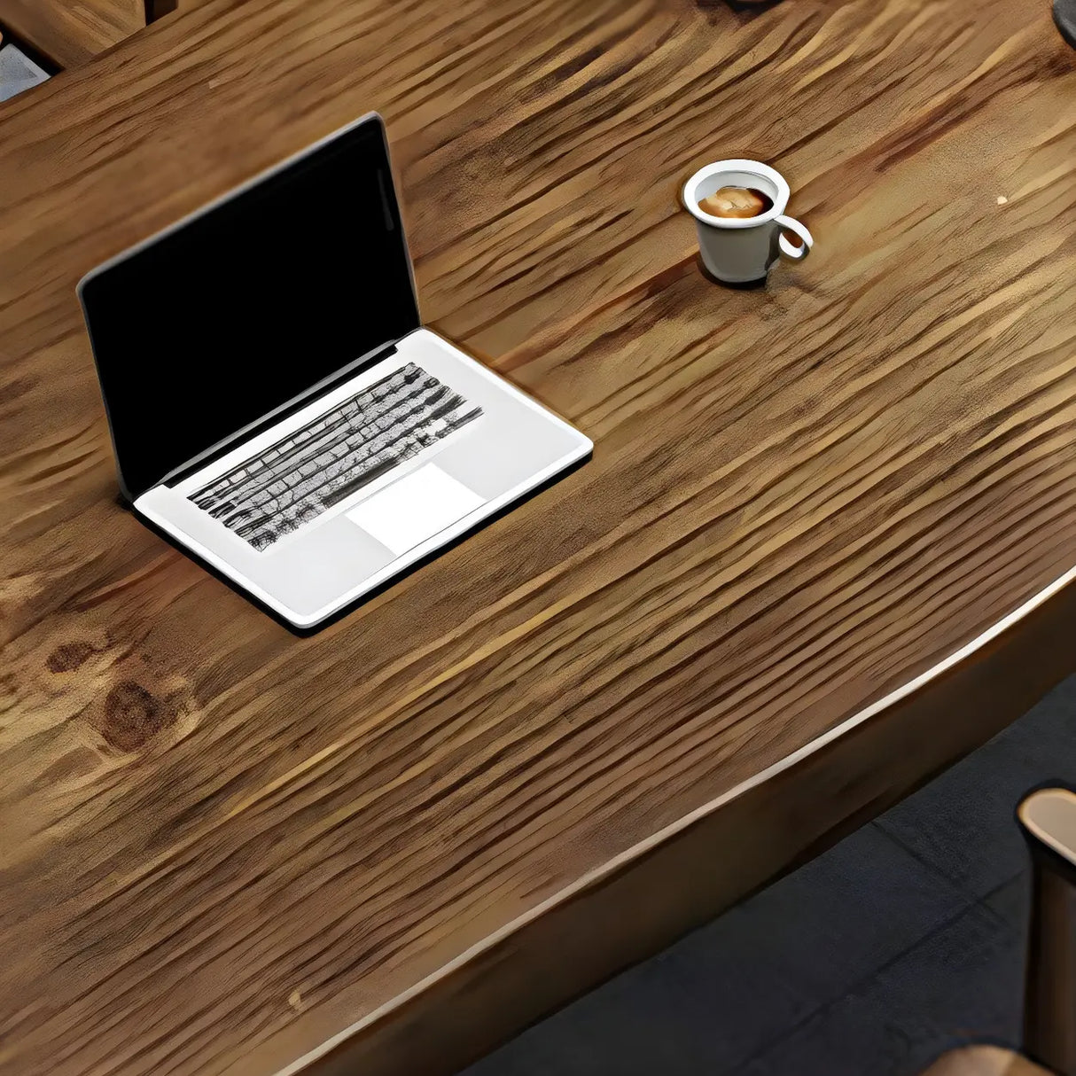 Free Form Brown Wood Sled Conference Desk 8-Person Image - 5