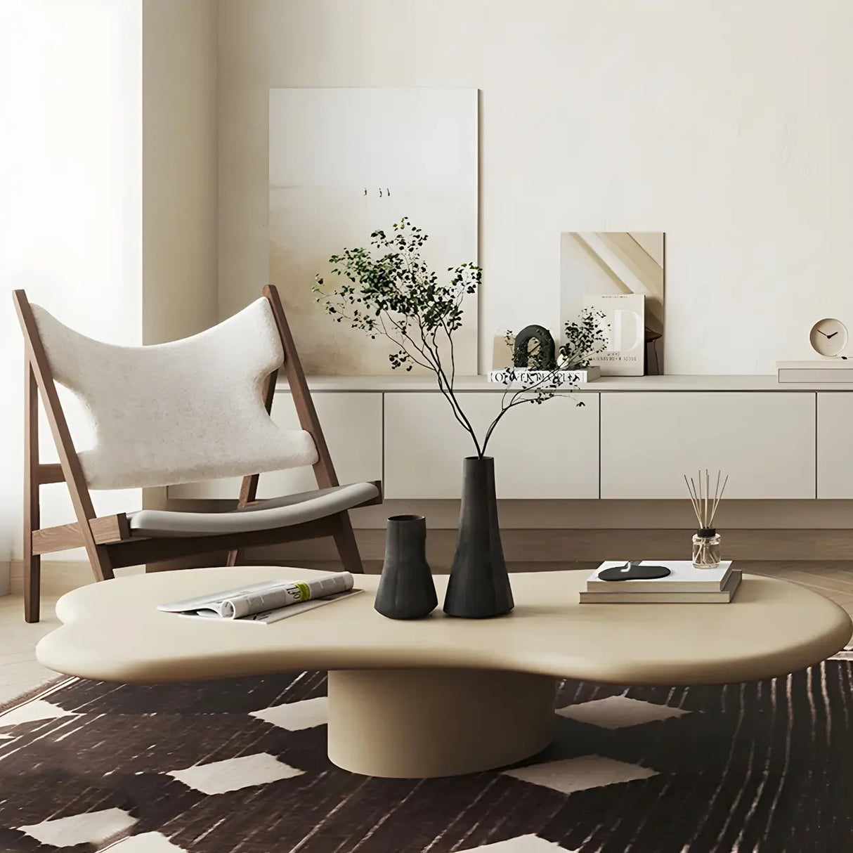 Free Form Manufactured Wood Low Height Coffee Table Image - 11