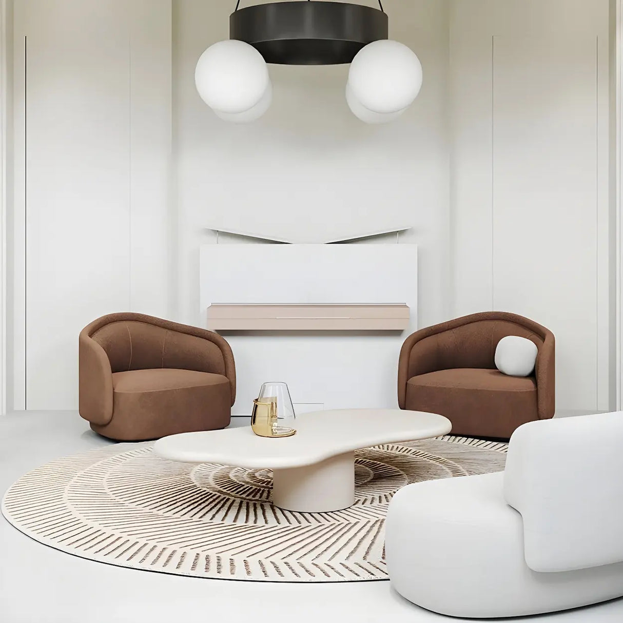 Free Form Manufactured Wood Low Height Coffee Table Image - 1