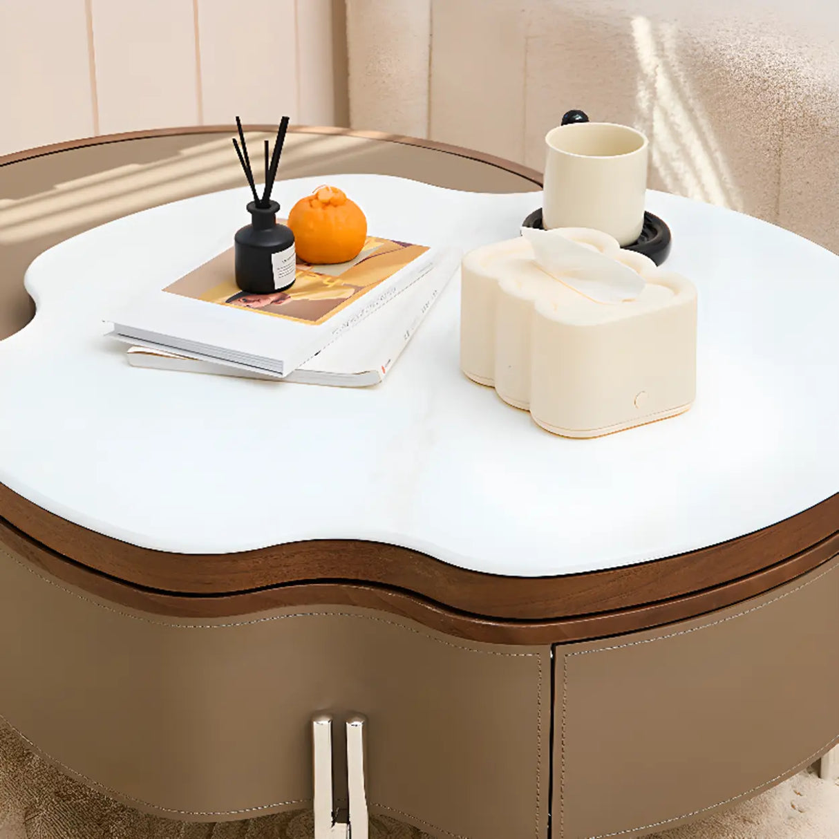 Free Form Microlite Lift Top Coffee Table with Storage Image - 10