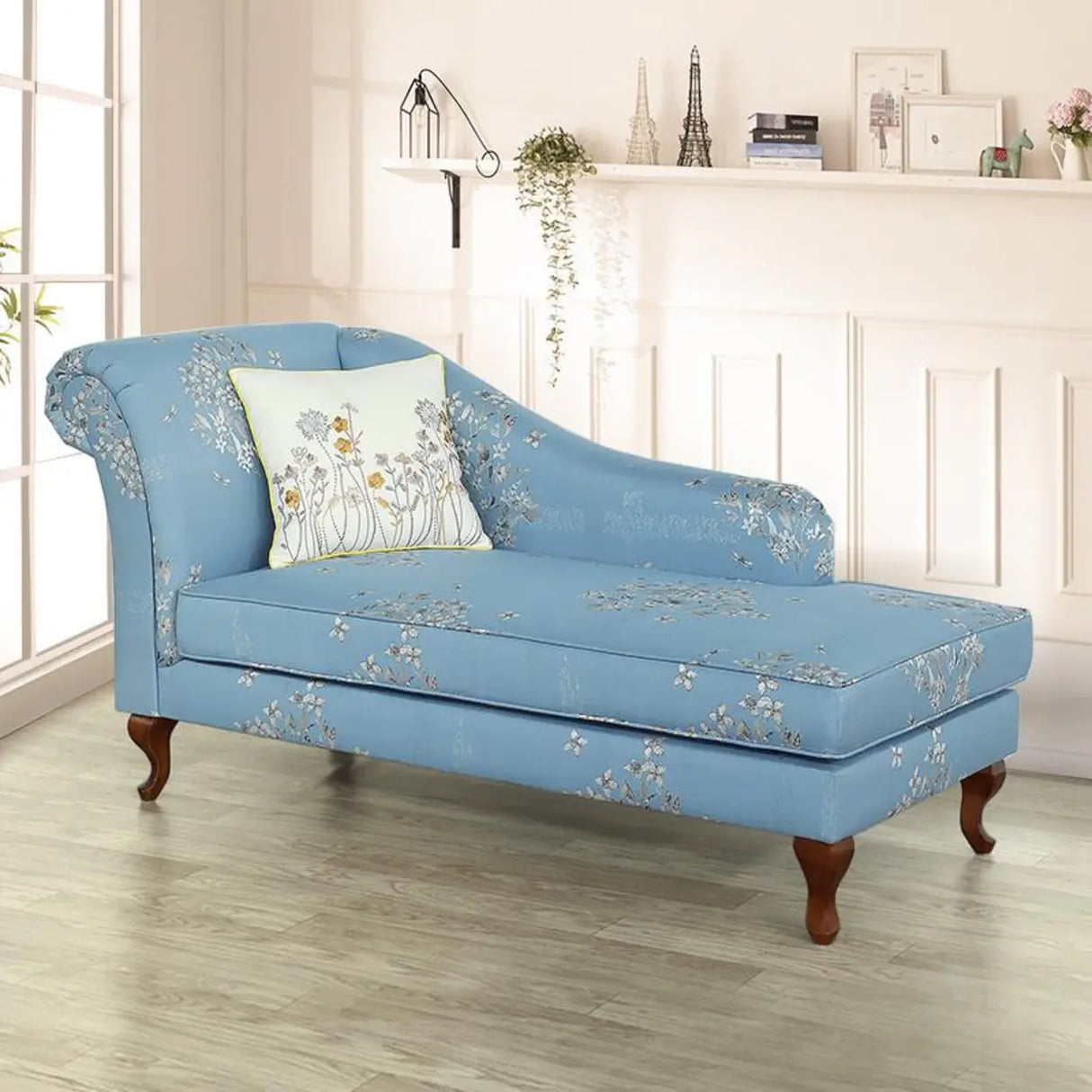 Free Standing Floral Upholstered Reclining Chaise Lounge Image - 1