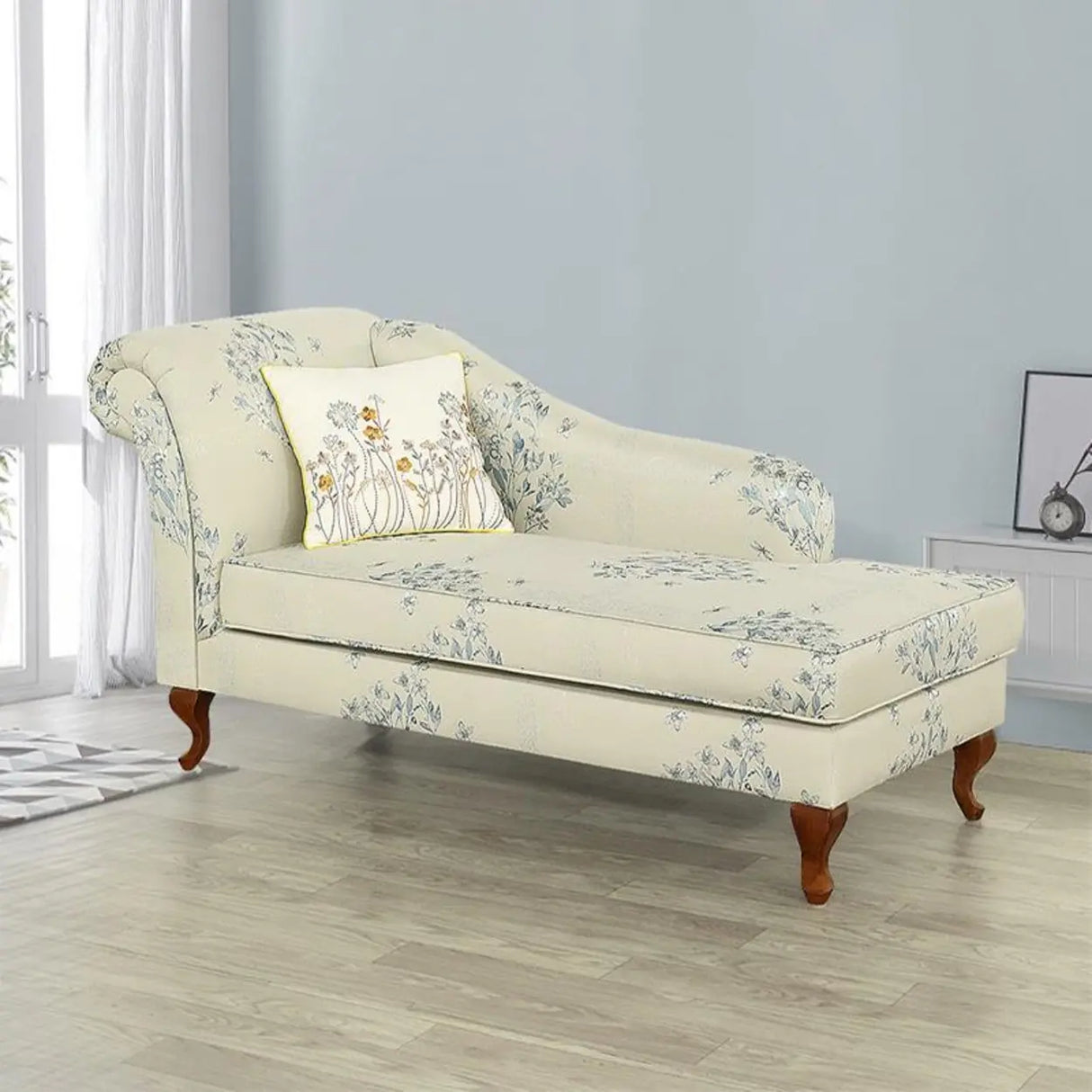 Free Standing Floral Upholstered Reclining Chaise Lounge Image - 10