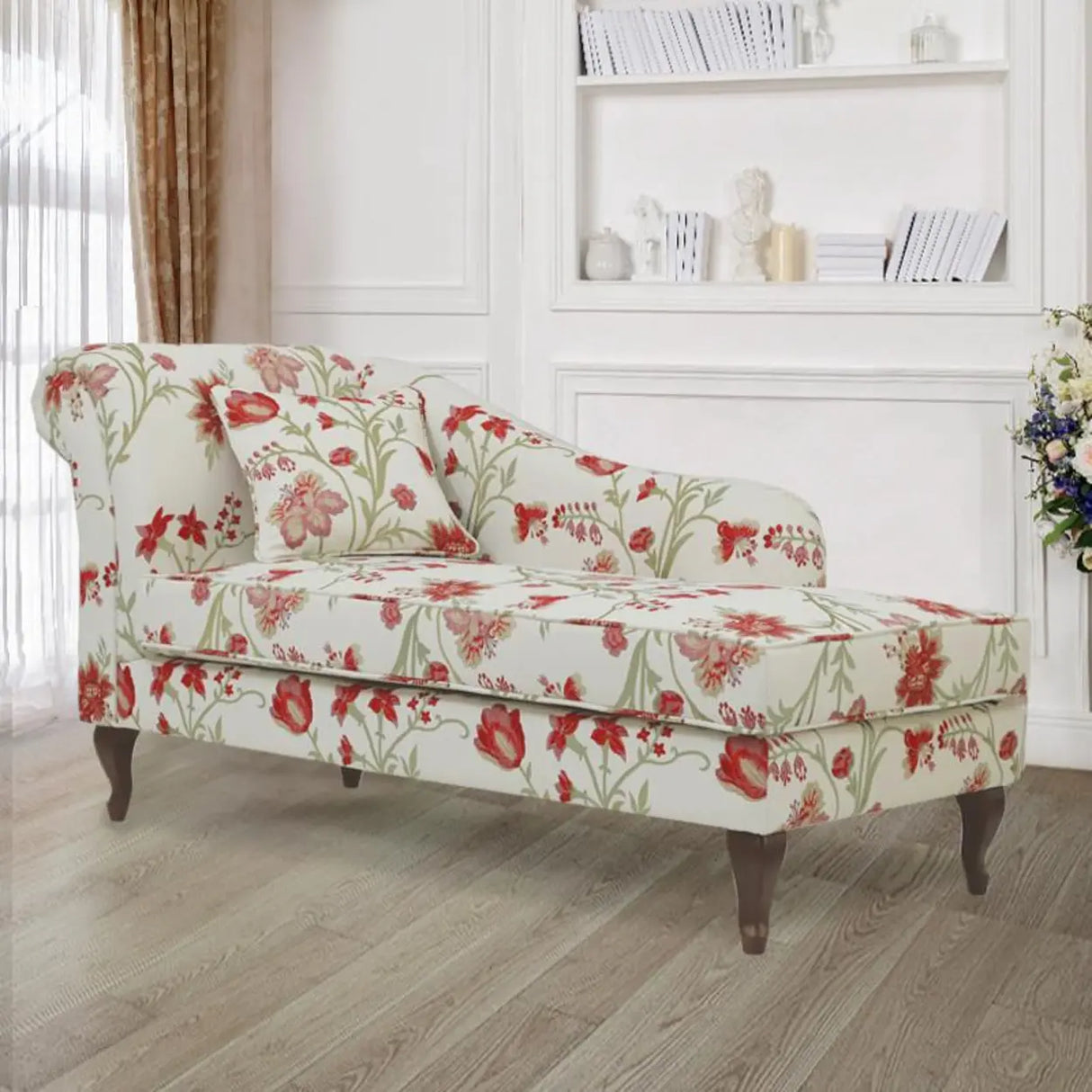 Free Standing Floral Upholstered Reclining Chaise Lounge Image - 13