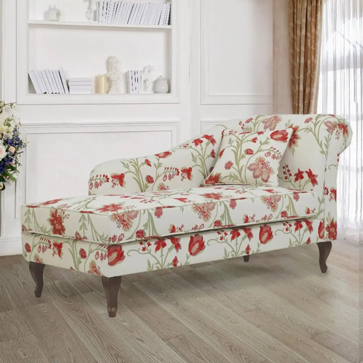 Free Standing Floral Upholstered Reclining Chaise Lounge Image - 14
