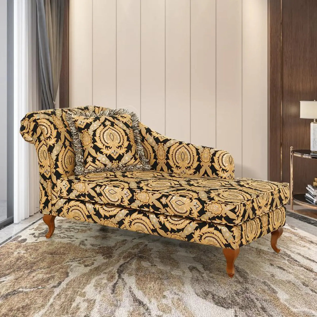 Free Standing Floral Upholstered Reclining Chaise Lounge Image - 17