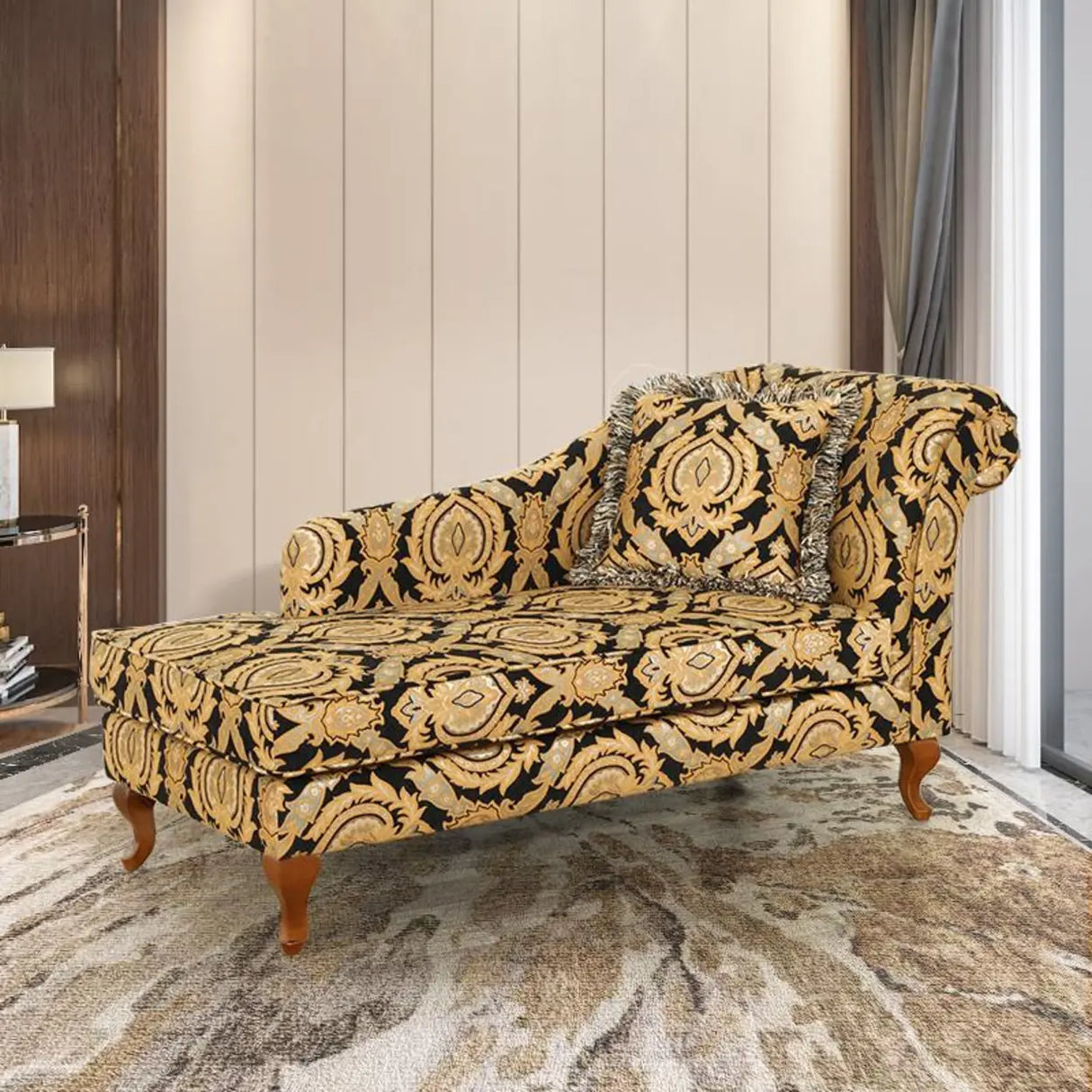 Free Standing Floral Upholstered Reclining Chaise Lounge Image - 18