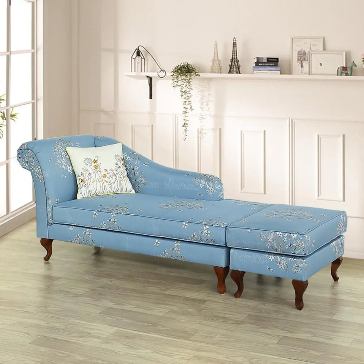 Free Standing Floral Upholstered Reclining Chaise Lounge Image - 19