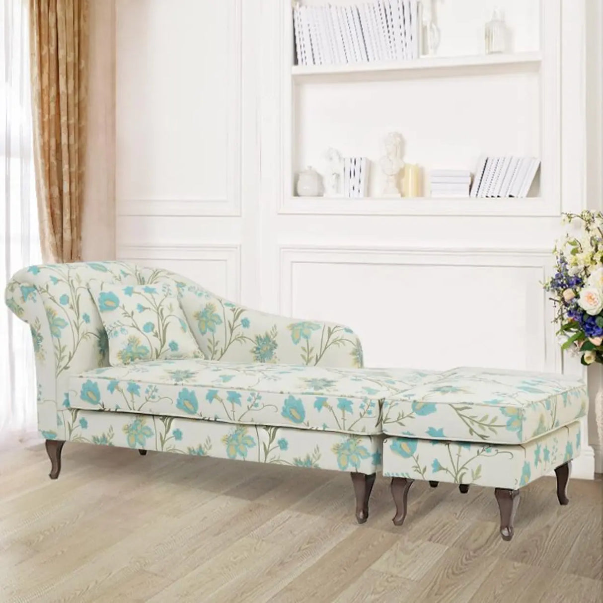 Free Standing Floral Upholstered Reclining Chaise Lounge Image - 21