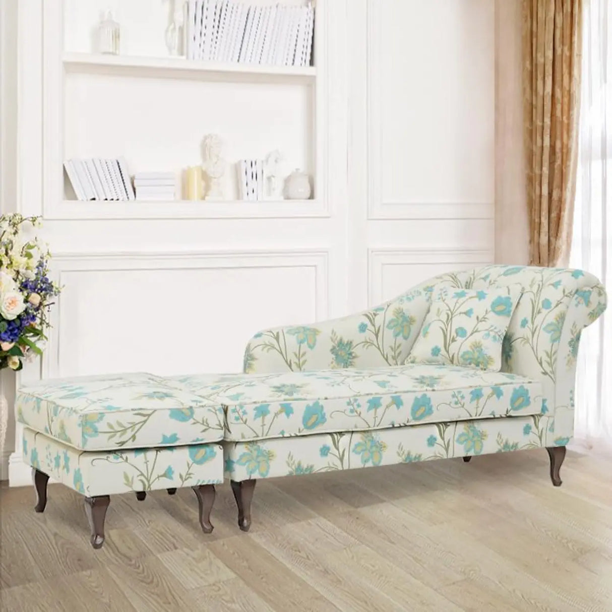 Free Standing Floral Upholstered Reclining Chaise Lounge Image - 22