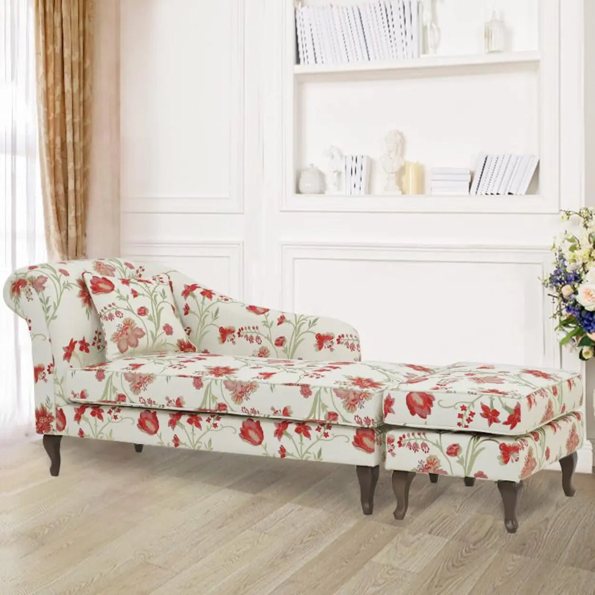 Free Standing Floral Upholstered Reclining Chaise Lounge Image - 23