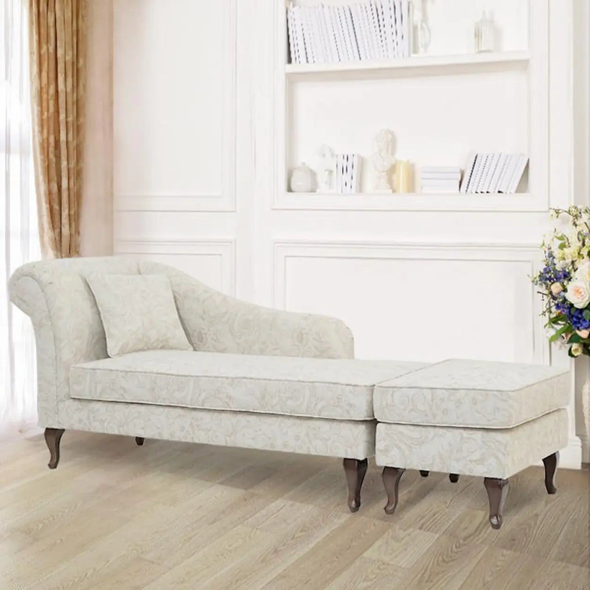 Free Standing Floral Upholstered Reclining Chaise Lounge Image - 25