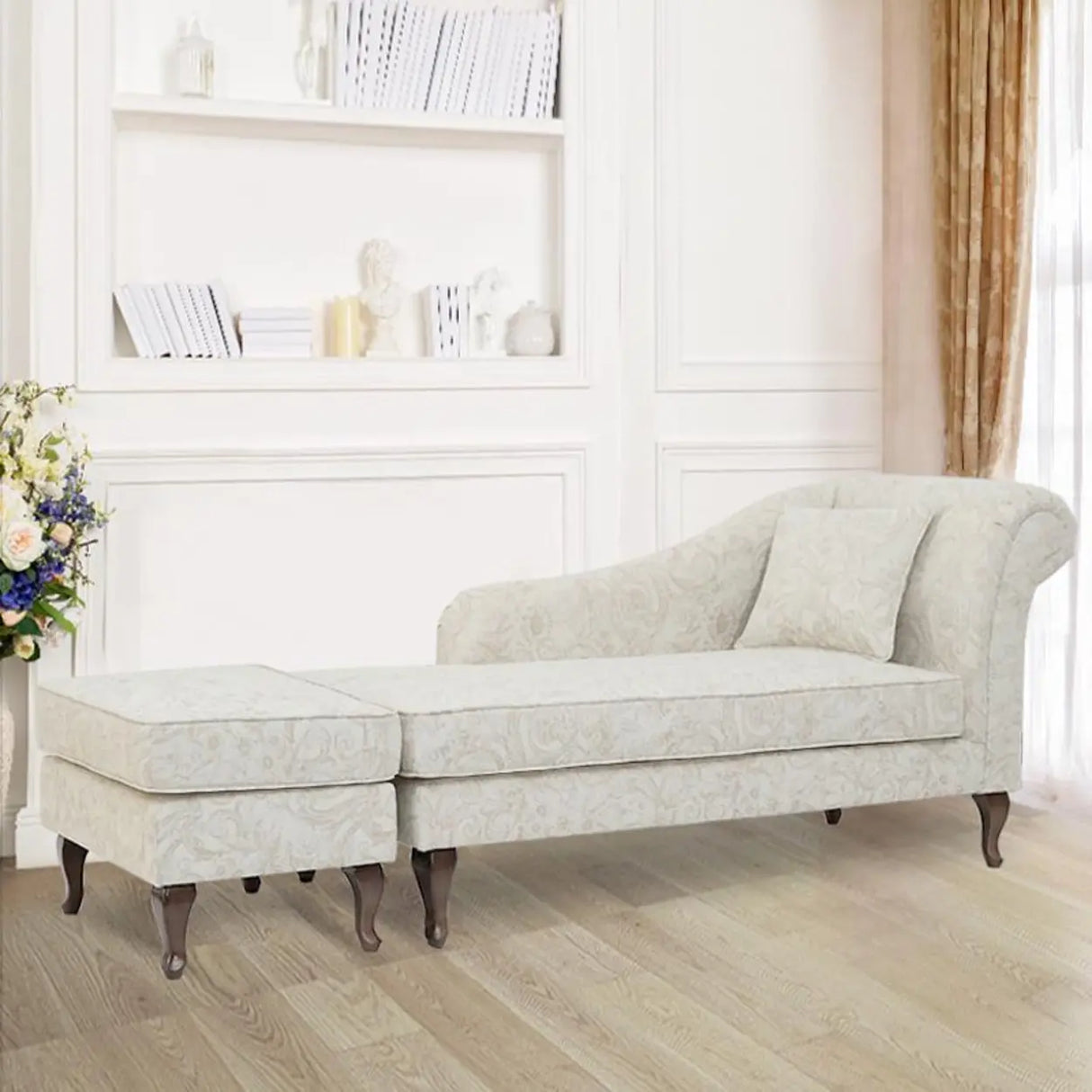 Free Standing Floral Upholstered Reclining Chaise Lounge Image - 26