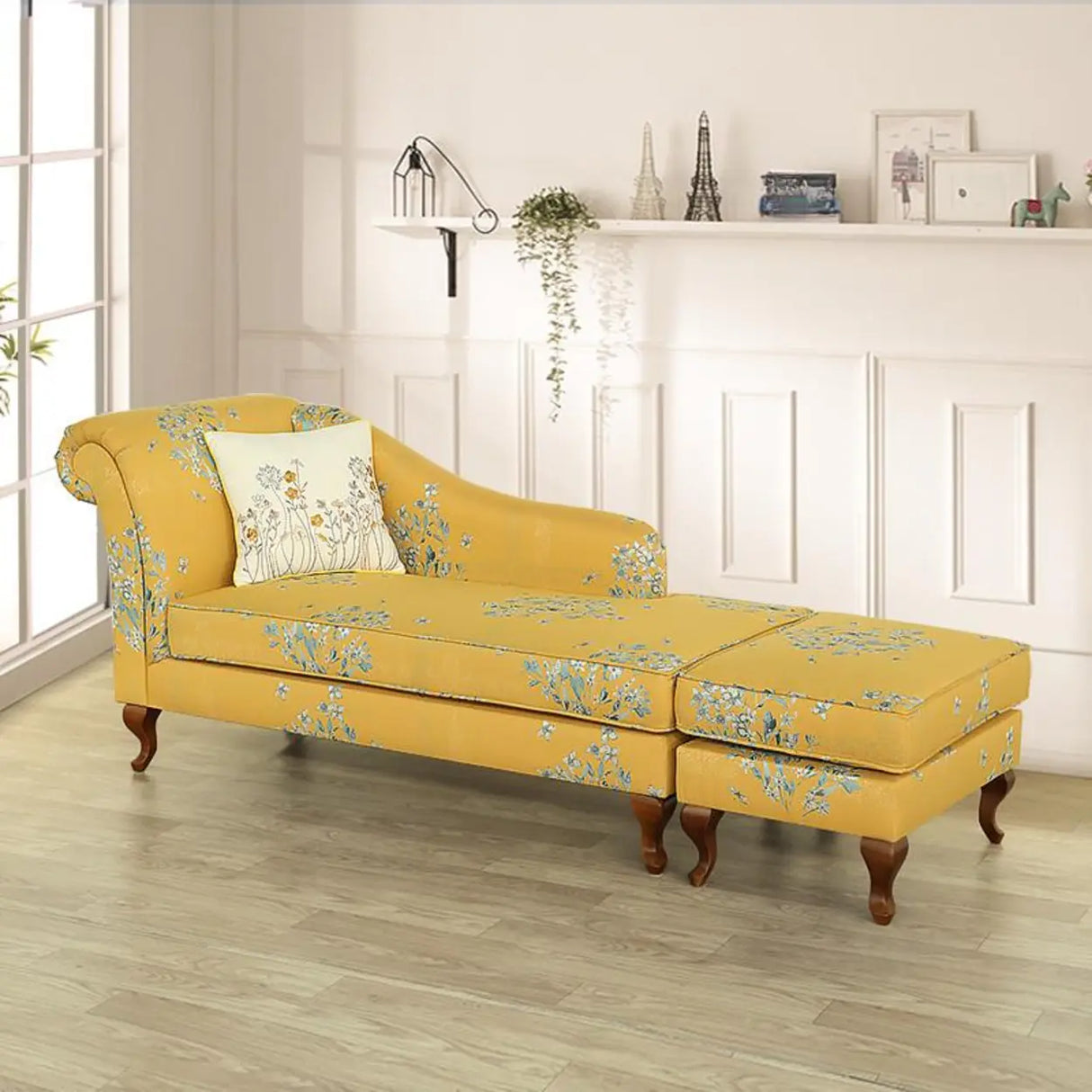Free Standing Floral Upholstered Reclining Chaise Lounge Image - 27