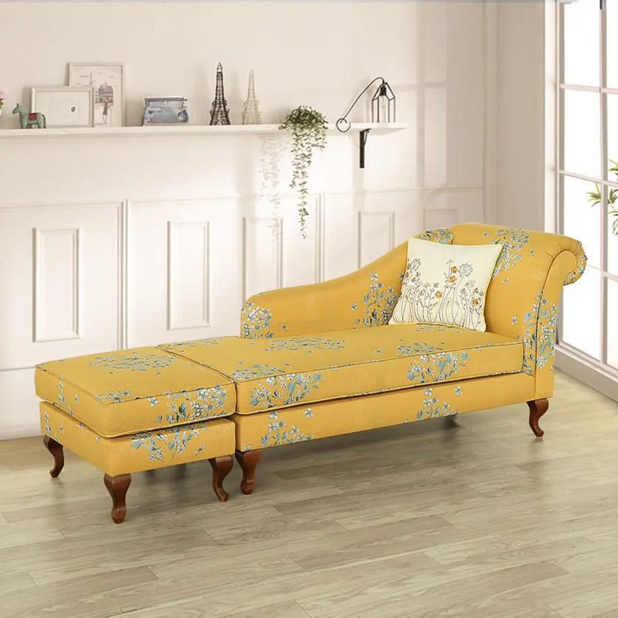 Free Standing Floral Upholstered Reclining Chaise Lounge Image - 28