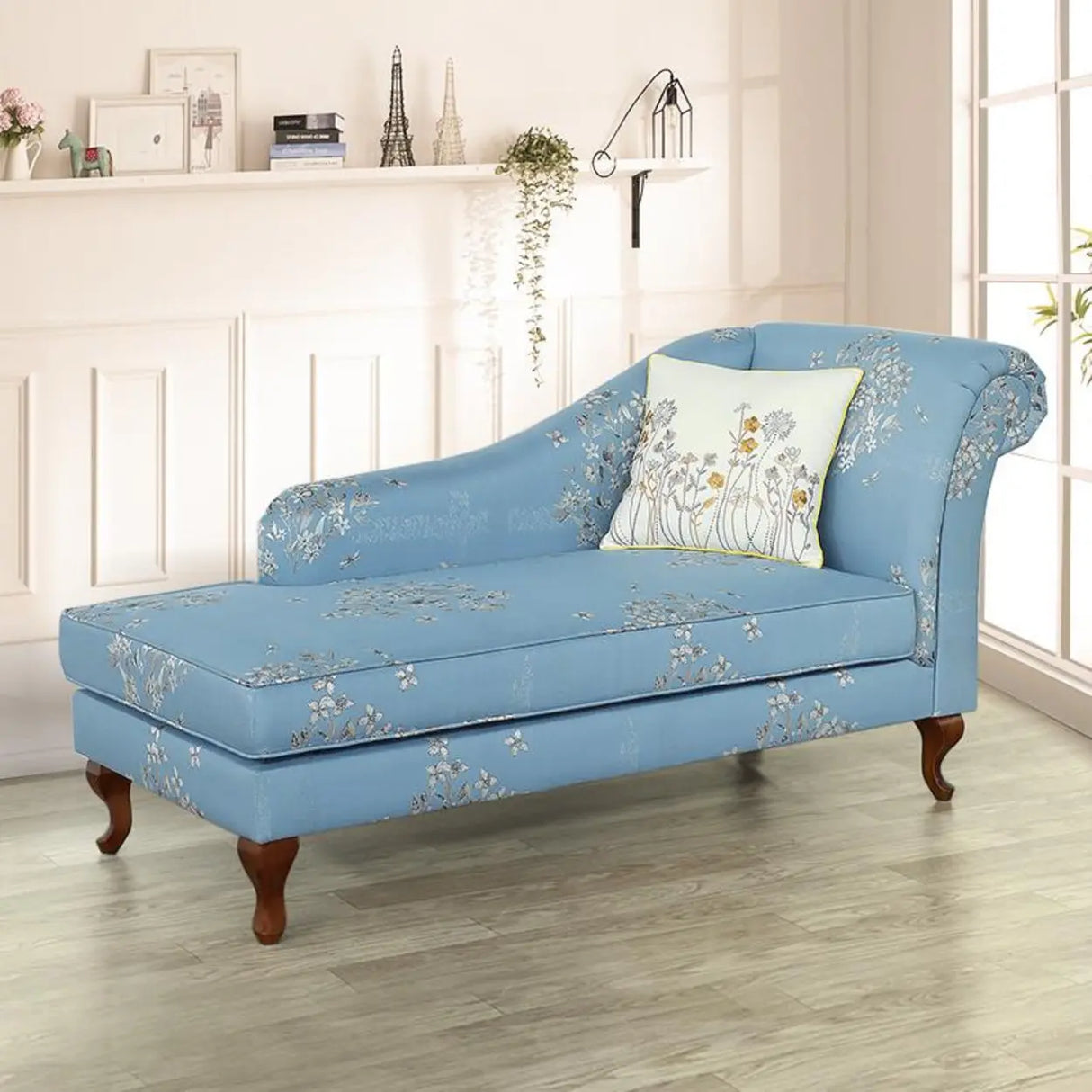 Free Standing Floral Upholstered Reclining Chaise Lounge Image - 3
