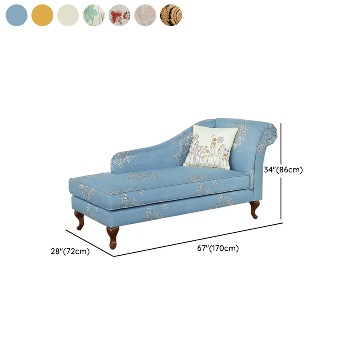 Free Standing Floral Upholstered Reclining Chaise Lounge Image - 31
