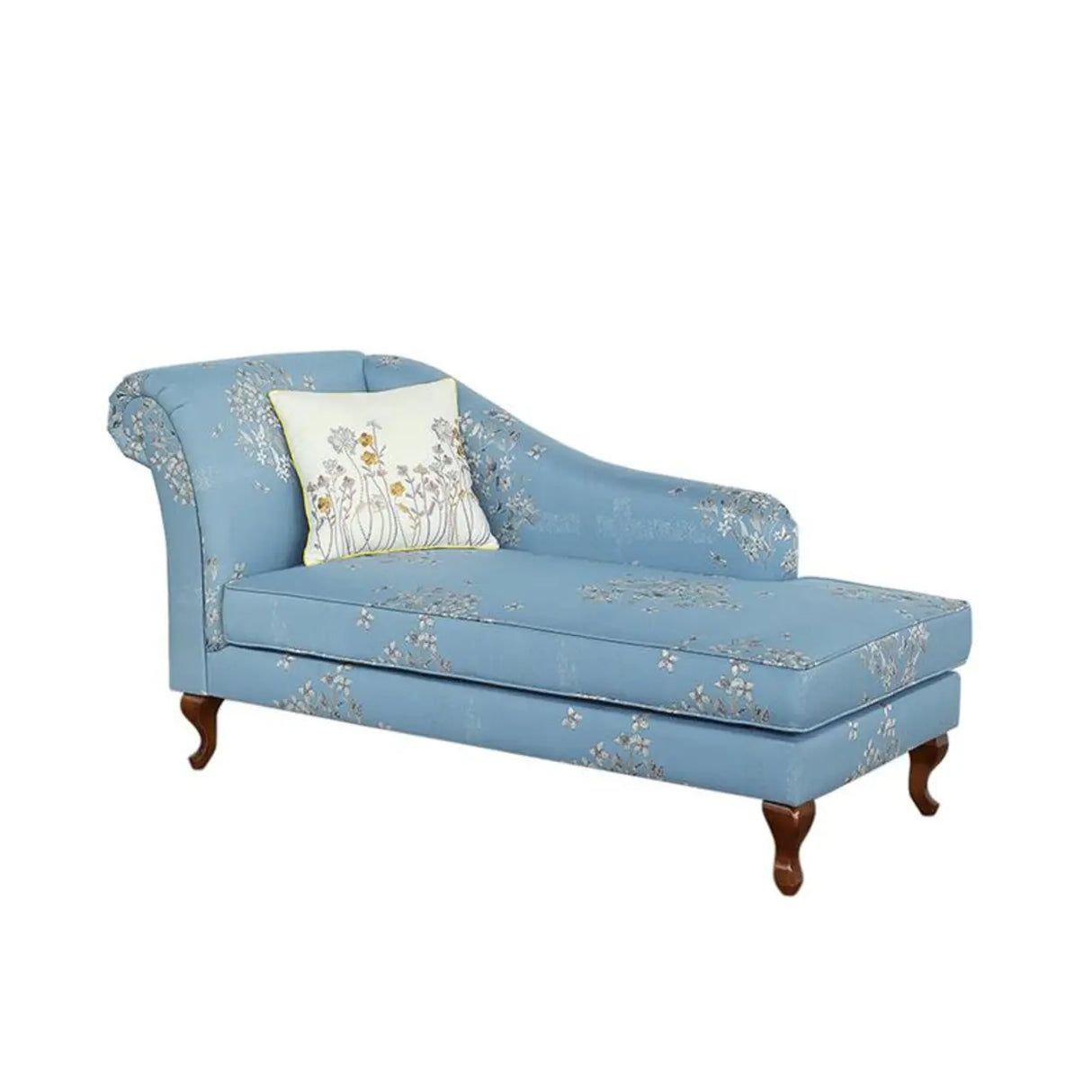 Free Standing Floral Upholstered Reclining Chaise Lounge Image - 4