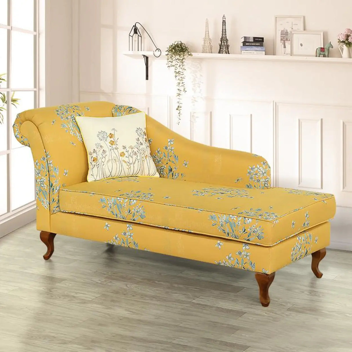 Free Standing Floral Upholstered Reclining Chaise Lounge Image - 6