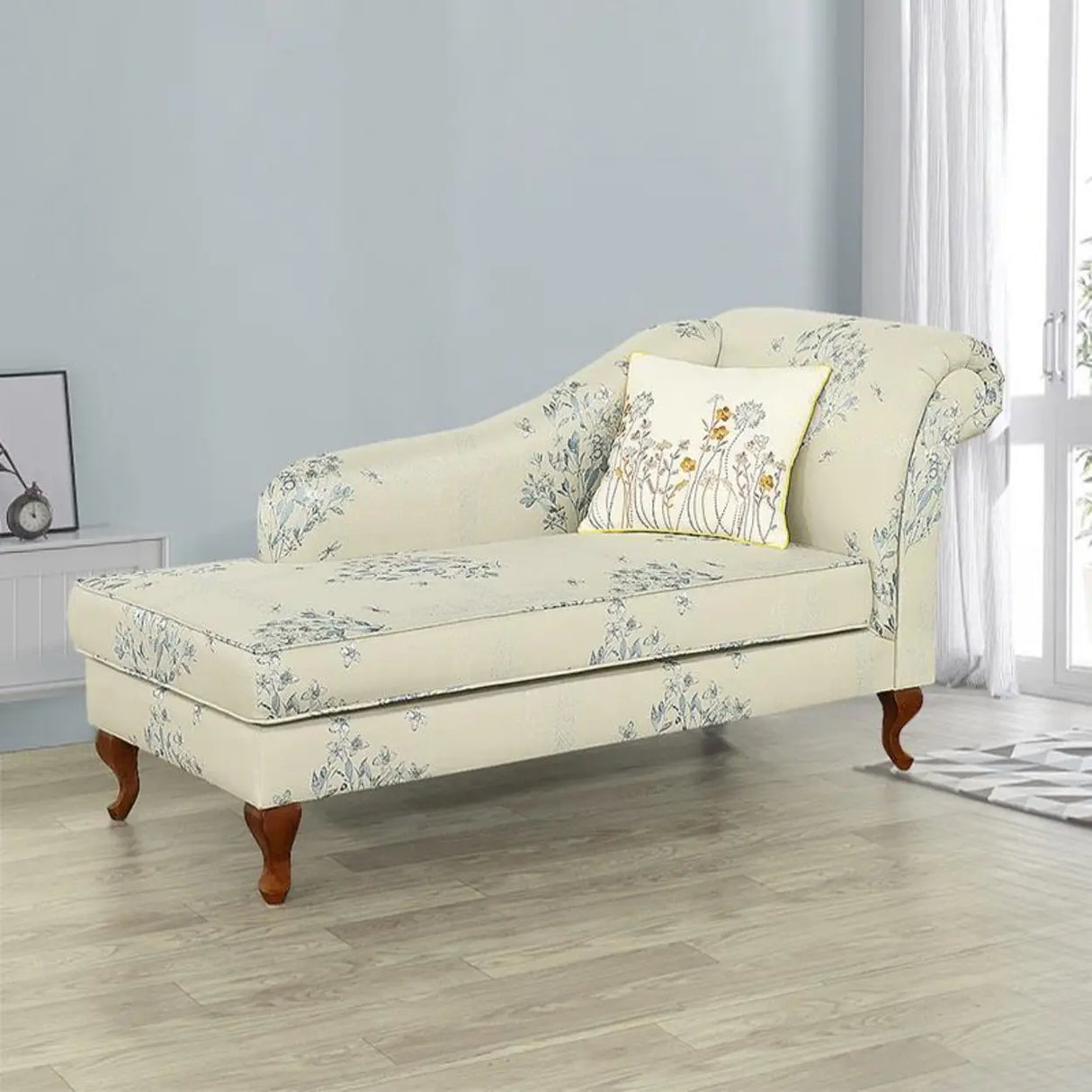 Free Standing Floral Upholstered Reclining Chaise Lounge Image - 7