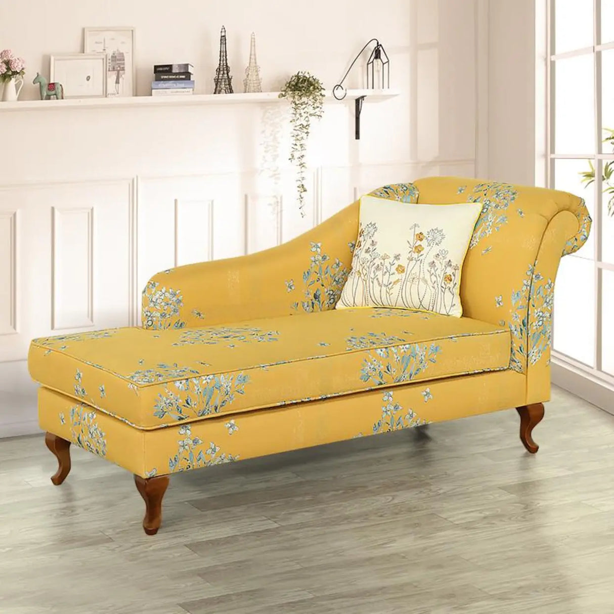 Free Standing Floral Upholstered Reclining Chaise Lounge Image - 8