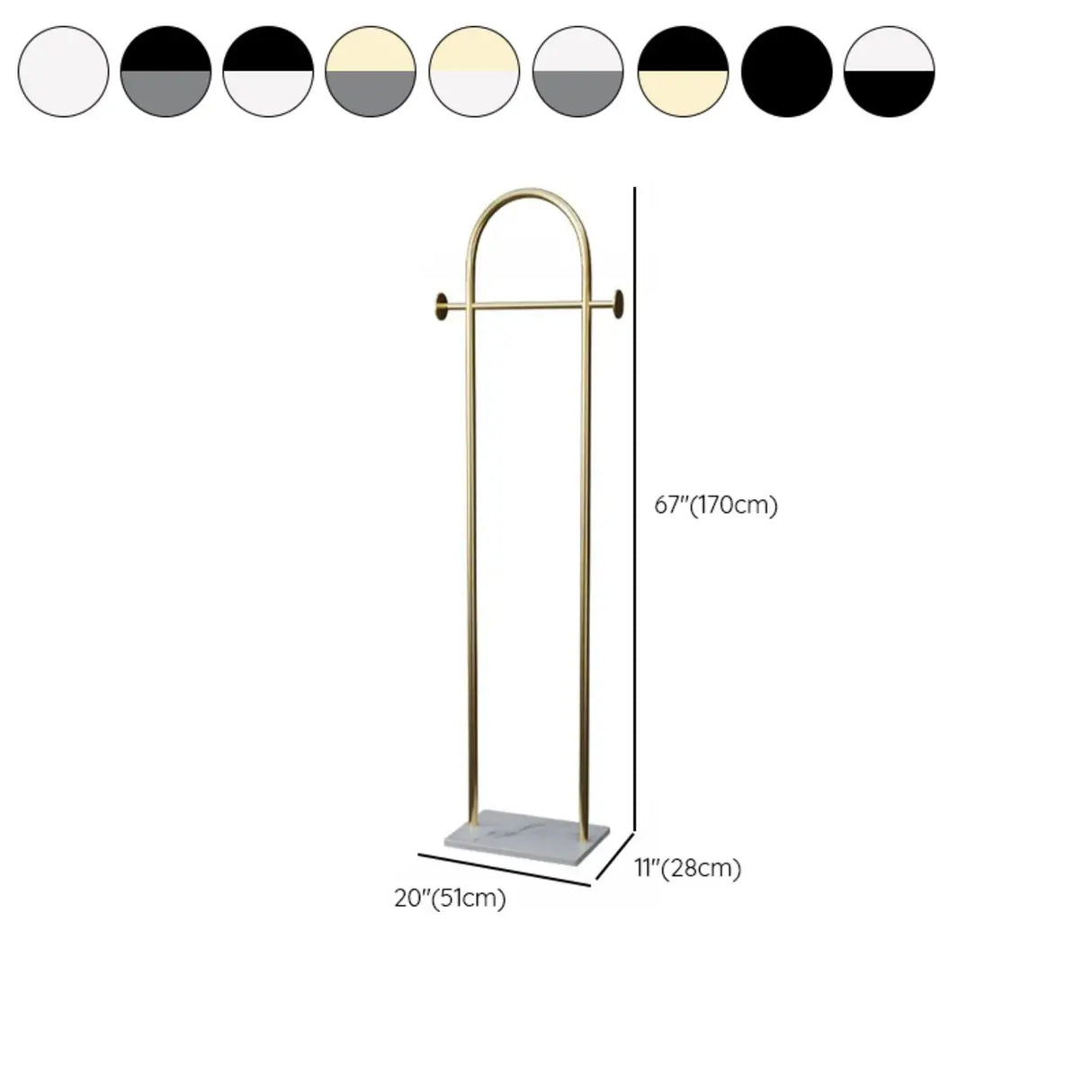 Free Standing Hooks Arch Metal Gold Entry Coat Rack