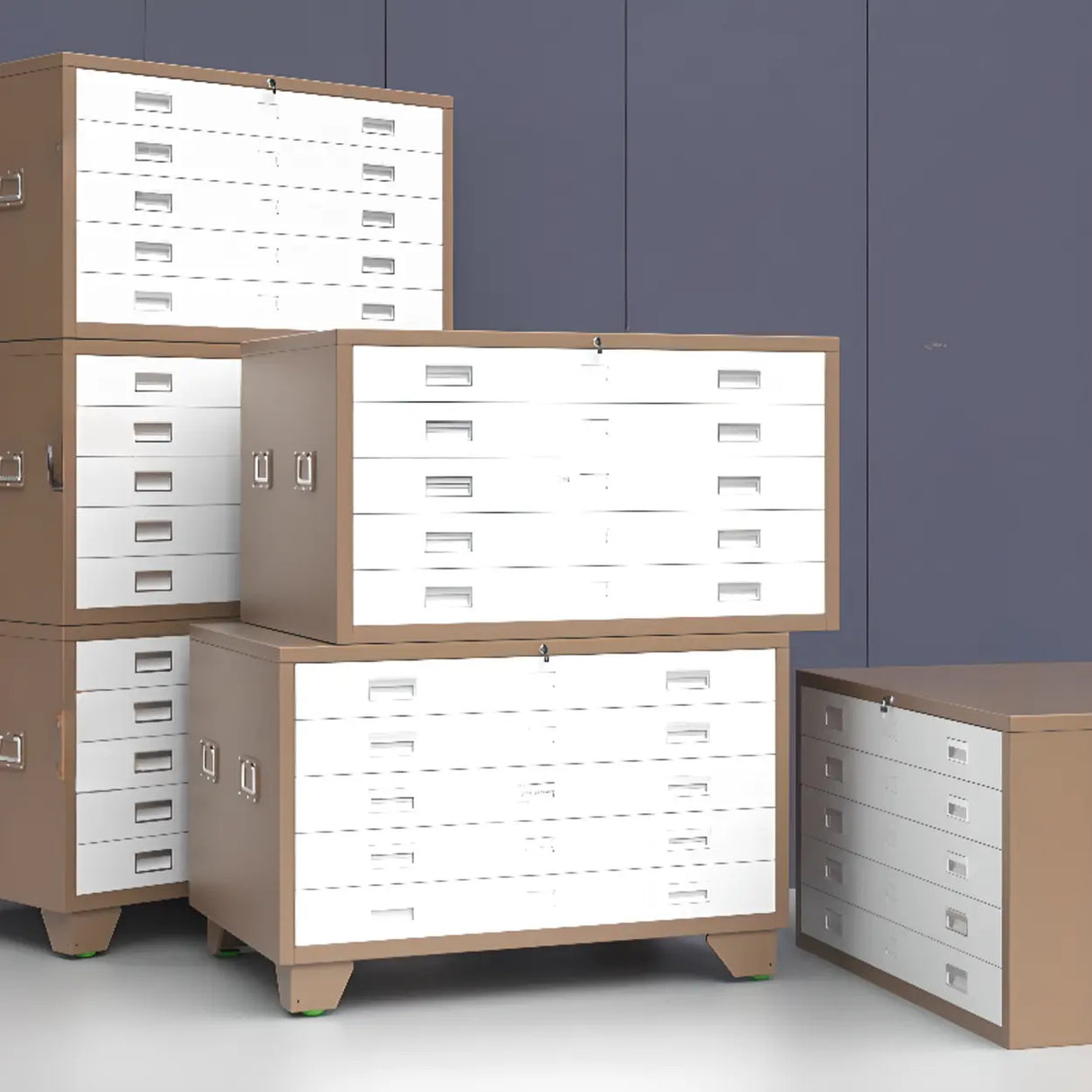 Free Standing Vertical Steel White Storage Filing Cabinet Image - 2