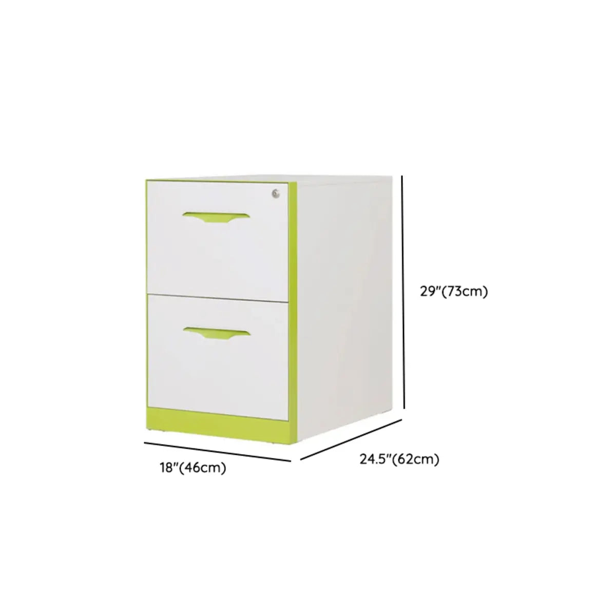 Free Standing White-Green Lockable Storage Filing Cabinet