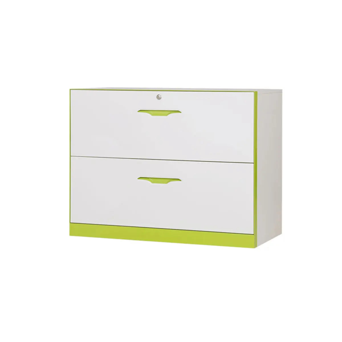 Free Standing White-Green Lockable Storage Filing Cabinet Image - 7