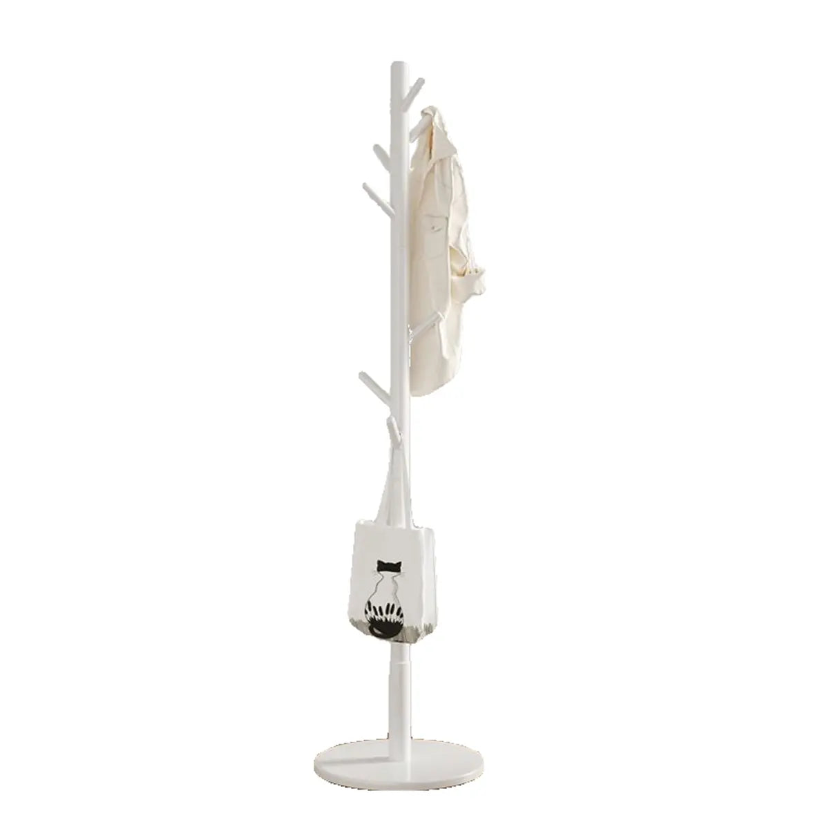 Freestanding Bedroom Walnut Wood Hooks Narrow Coat Rack Image - 13