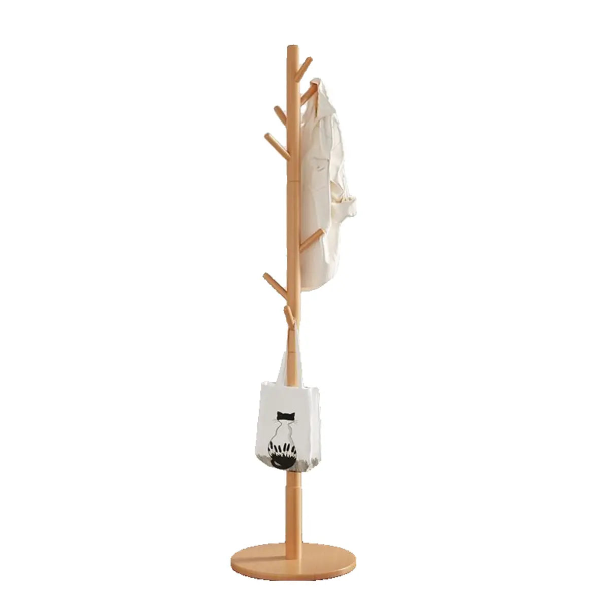 Freestanding Bedroom Walnut Wood Hooks Narrow Coat Rack Image - 15