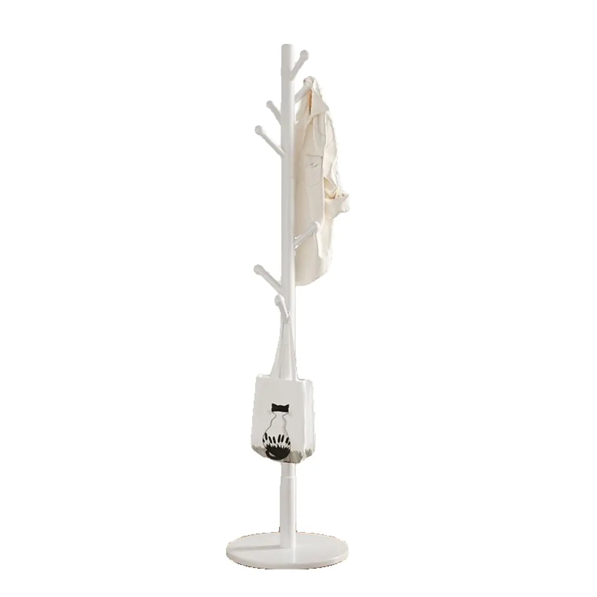 Freestanding Bedroom Walnut Wood Hooks Narrow Coat Rack Image - 2