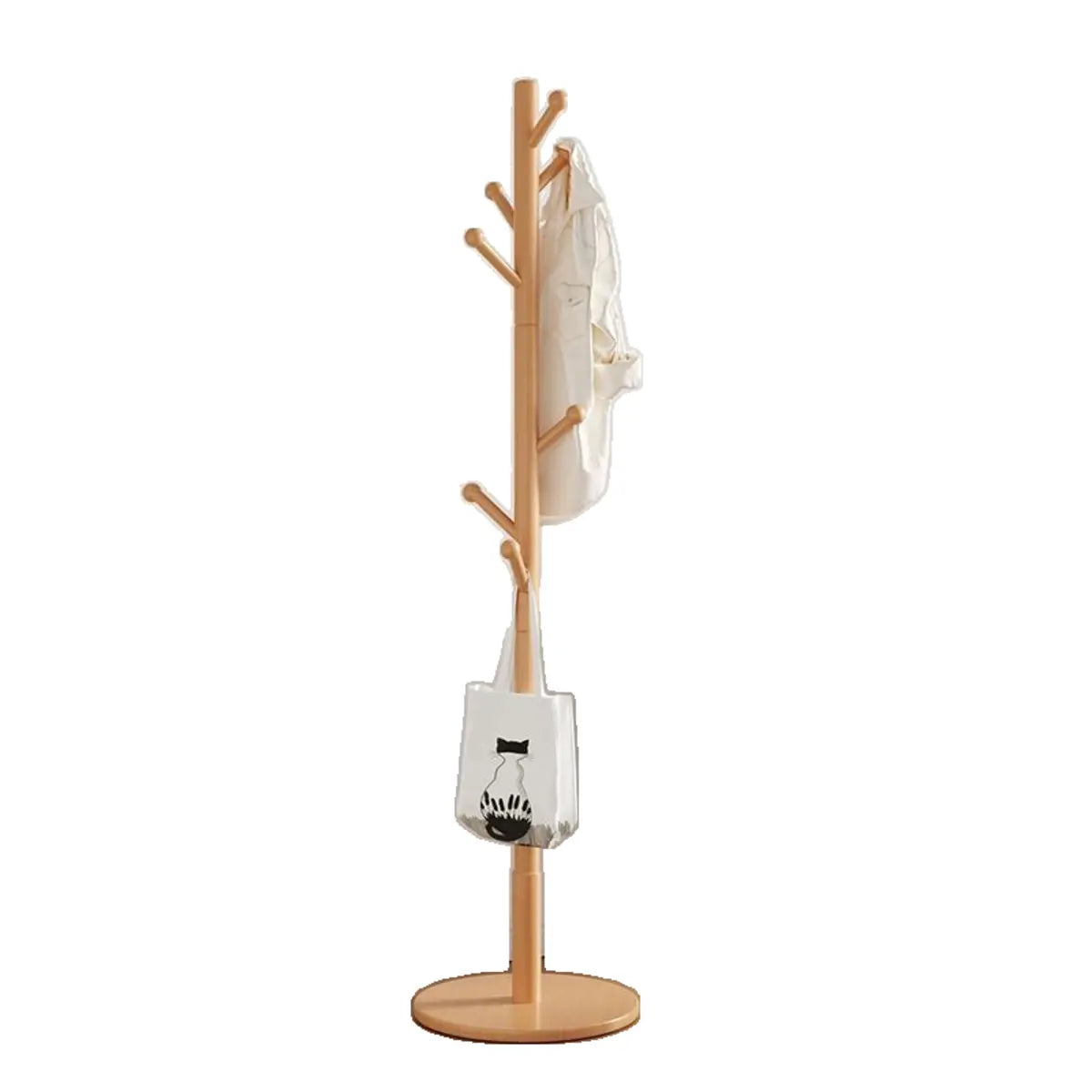 Freestanding Bedroom Walnut Wood Hooks Narrow Coat Rack Image - 3