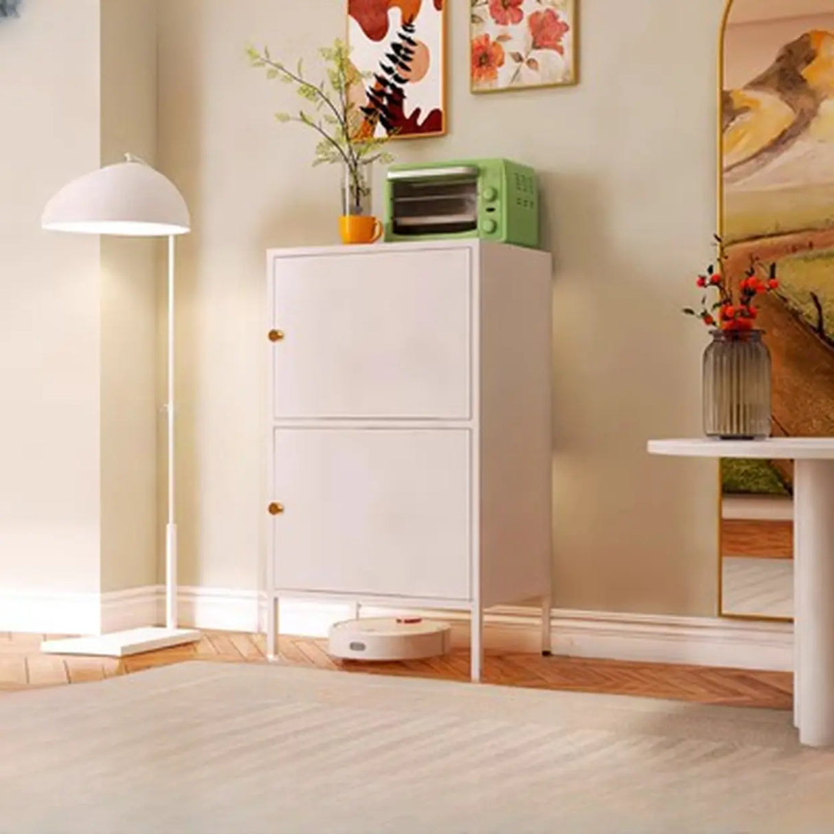 Freestanding Black Metal Buffet with Clear Glass Doors Image - 28