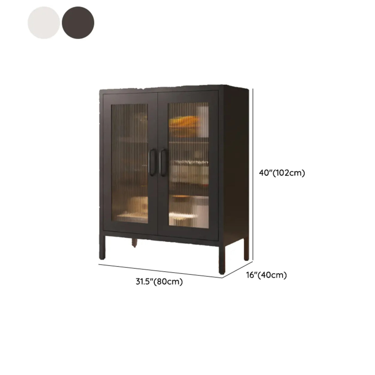 Freestanding Black Metal Buffet with Clear Glass Doors Image - 42