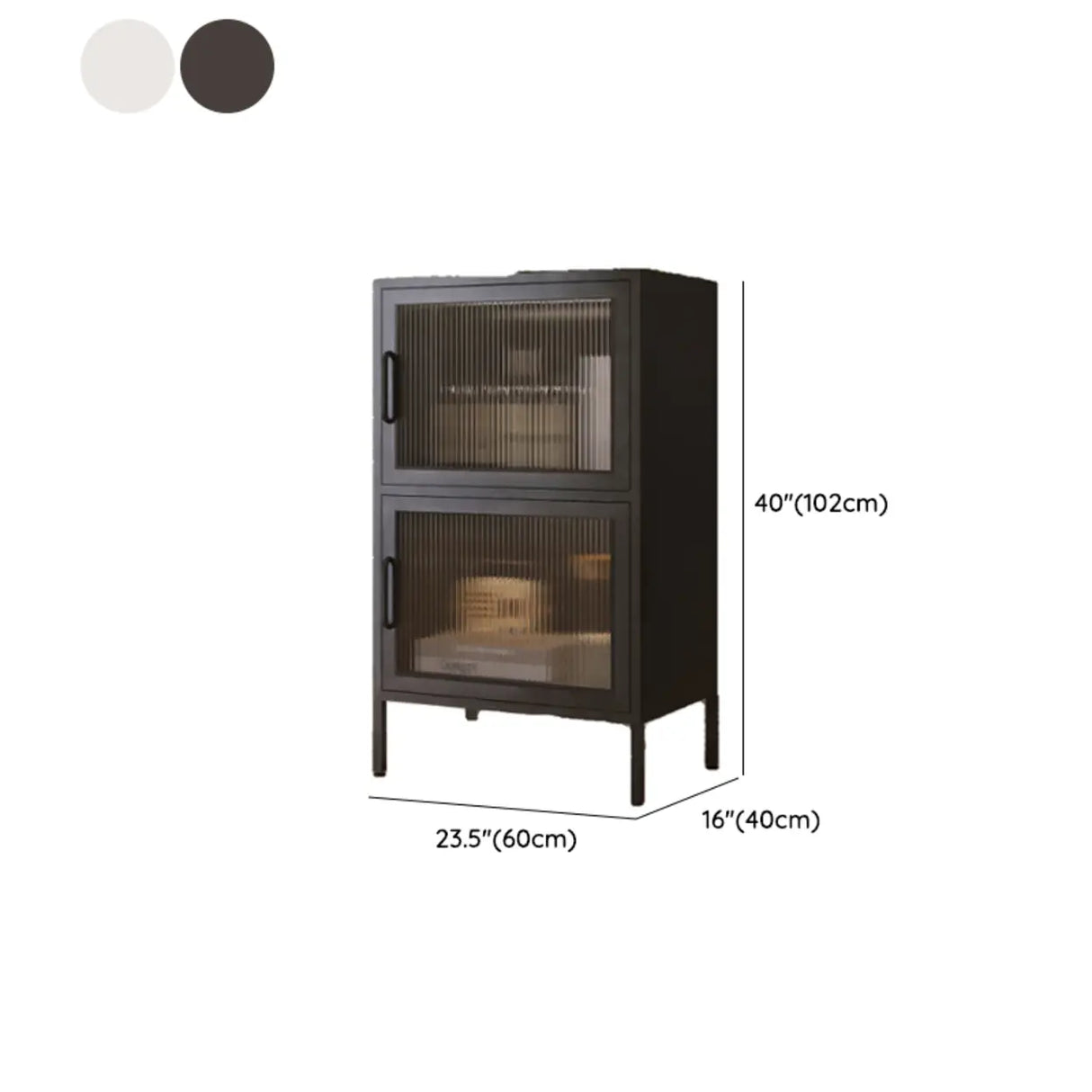 Freestanding Black Metal Buffet with Clear Glass Doors Image - 44